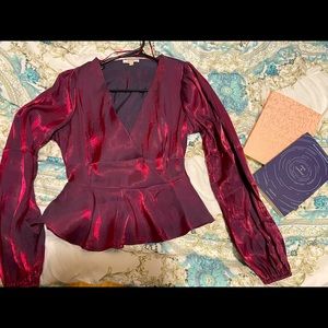 Iridescent Fuschia Satin Blouse